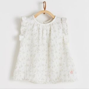 Babycottons Shirt Floral Girls Cotton Blouse White Size 4